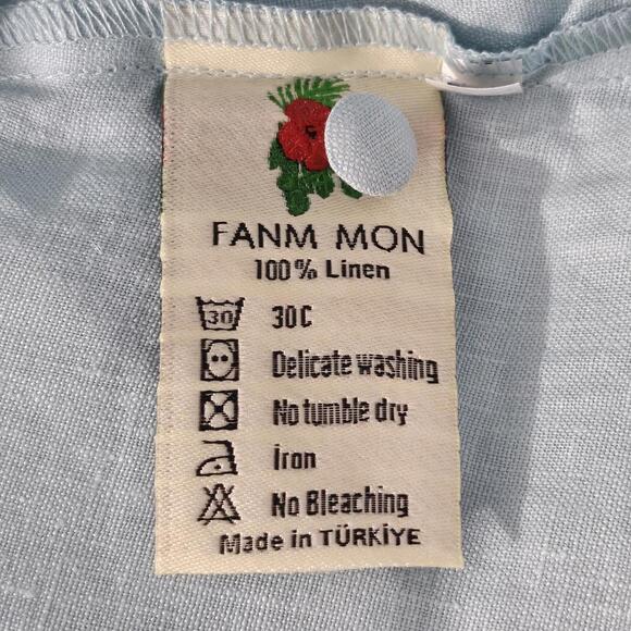 2/$50 Fanm Mon x Andie Linen Kepez Kaftan Dress Hydrangea Size M - Picture 6 of 9